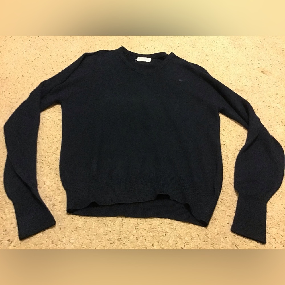 CHRISTIAN DIOR MENS V NECK SWEATER SZ XL GUC BLUE